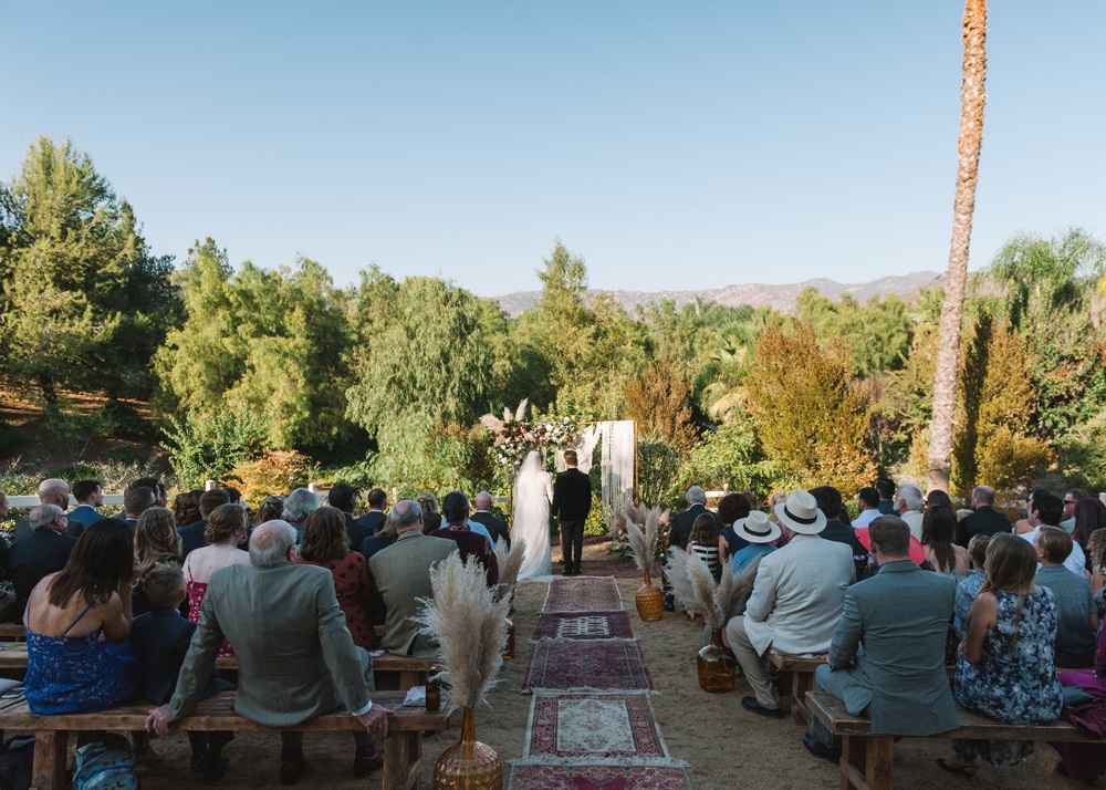 Ceremony Aisle Backdrop Macrame Flowers Pampas Grass Rugs Socal Wedding Mark Mirocha Photography
