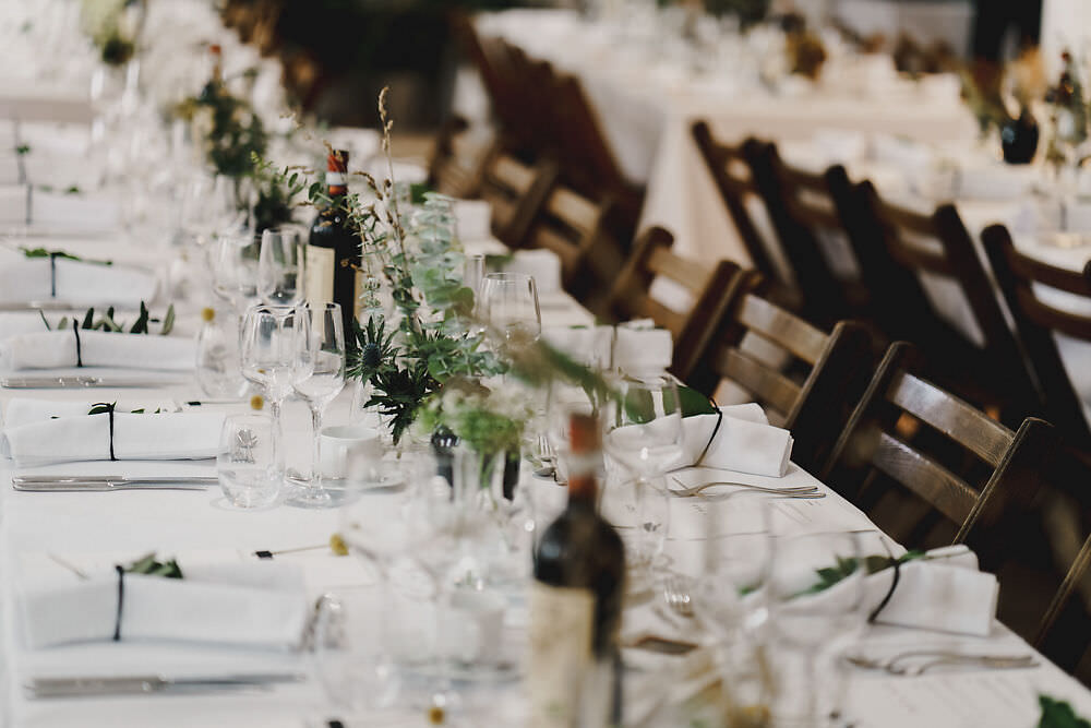 Long Tables Greenery Foliage Decor Winding House Wedding MIKI Studios