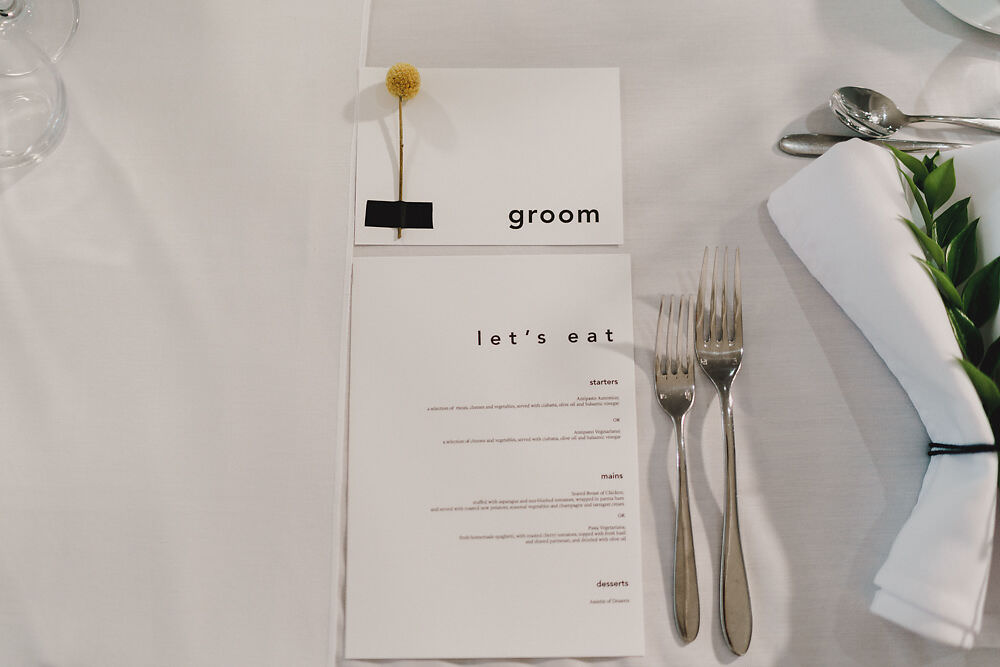 Place Setting Stationery Modern Typography Winding House Wedding MIKI Studios