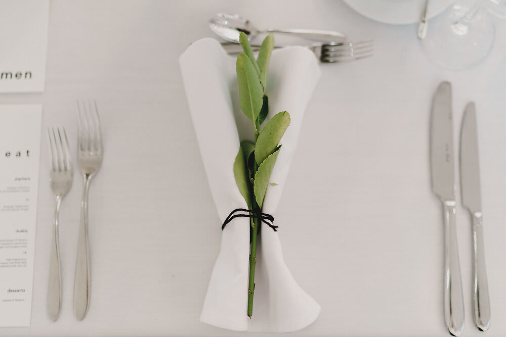 Place Setting Napkin Greenery Winding House Wedding MIKI Studios