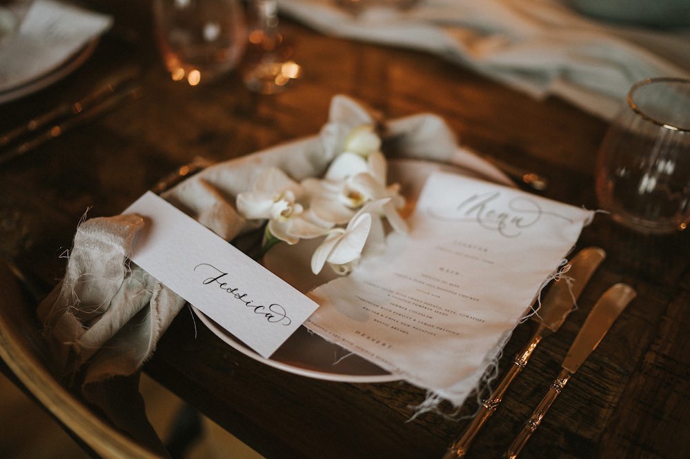 Place Setting Deor Napkin Orchid Place Name Ballet Wedding Ideas Henry Lowther Photographer