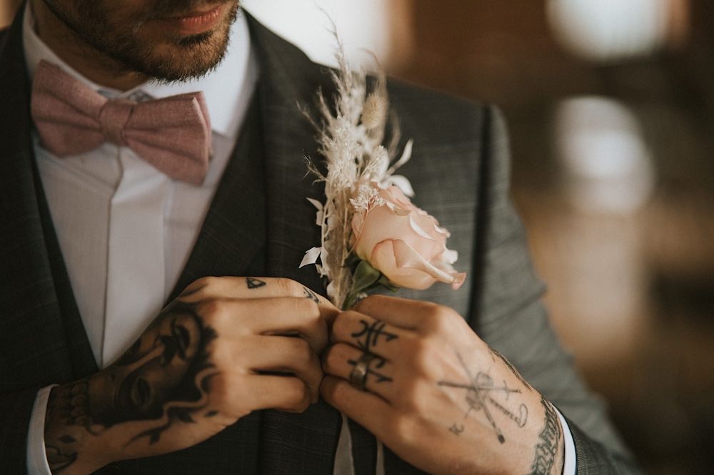 Groom Buttonhole Flowers Pink Rose Ballet Wedding Ideas Henry Lowther Photographer