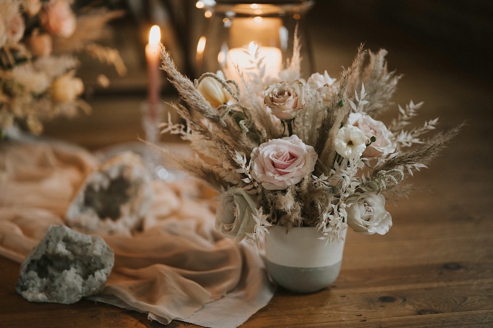 Centrepiece Flowers Decor Decoration Table Candles Pink Rose Ballet Wedding Ideas Henry Lowther Photographer