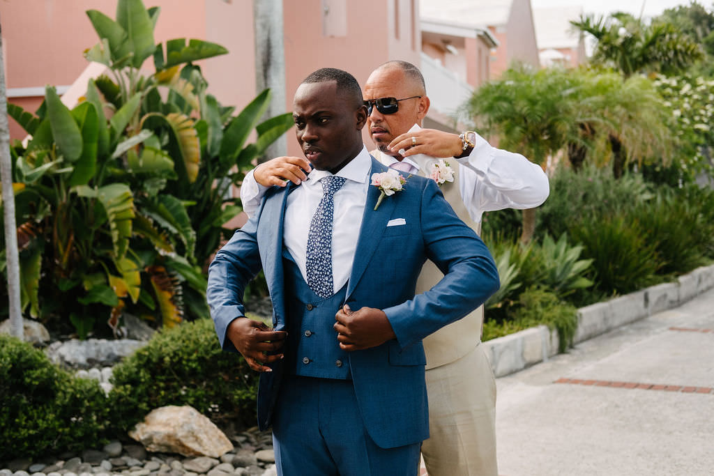 Groom Suit Navy Blue Tie Waistcoat Bermuda Wedding Helen Abraham Photography