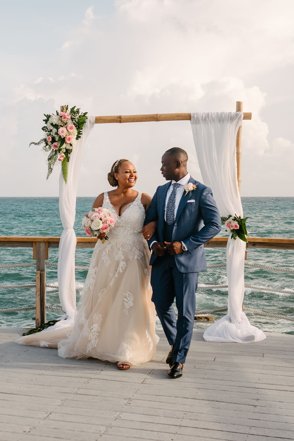 Bermuda Wedding Helen Abraham Photography Flower Arch Drapes Fabric Backdrop Ceremony