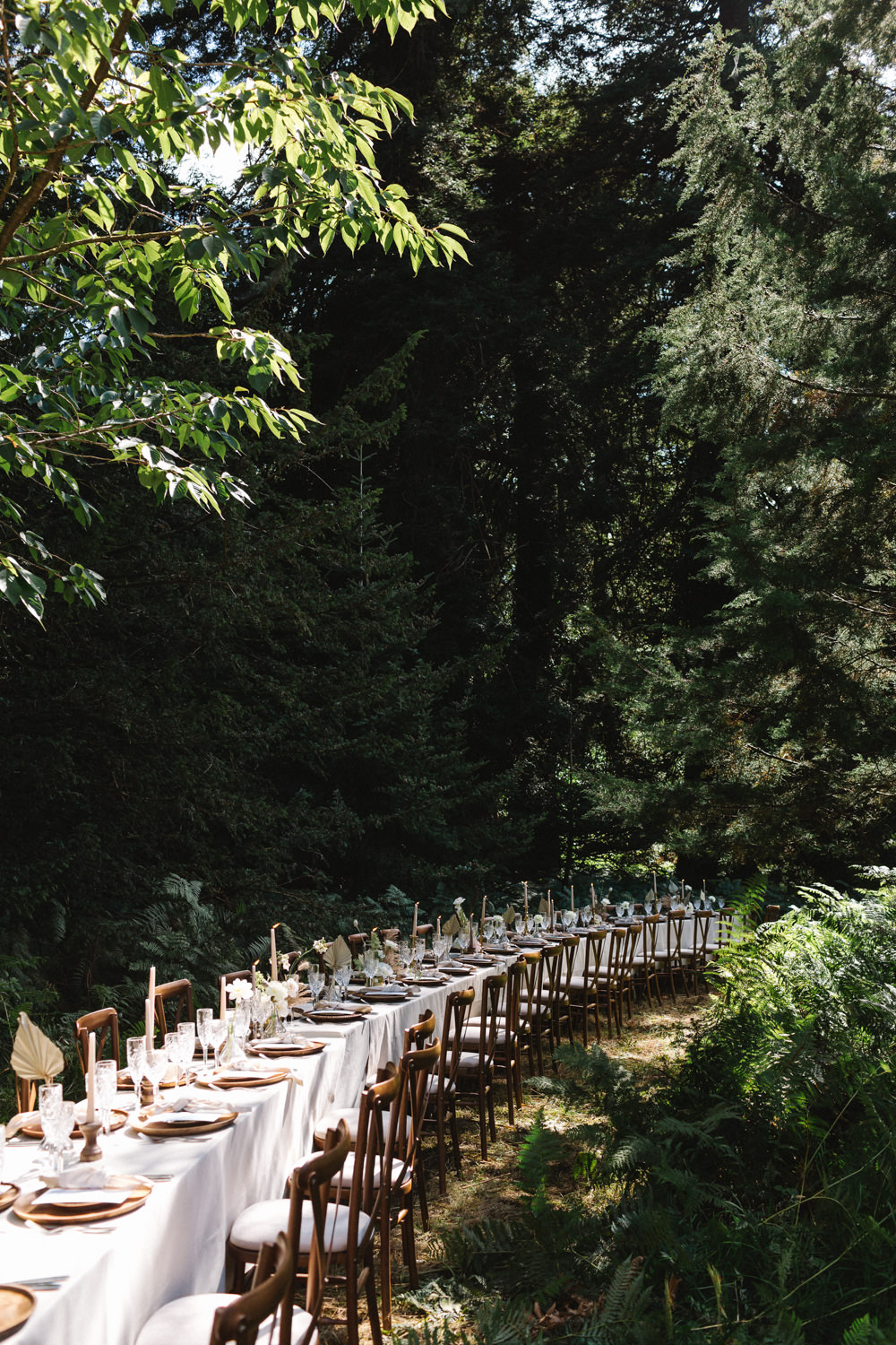Curved Table Semi Circle Tablescape Set Up Decor Woods Woodland Boconnoc Wedding Debs Alexander Photography