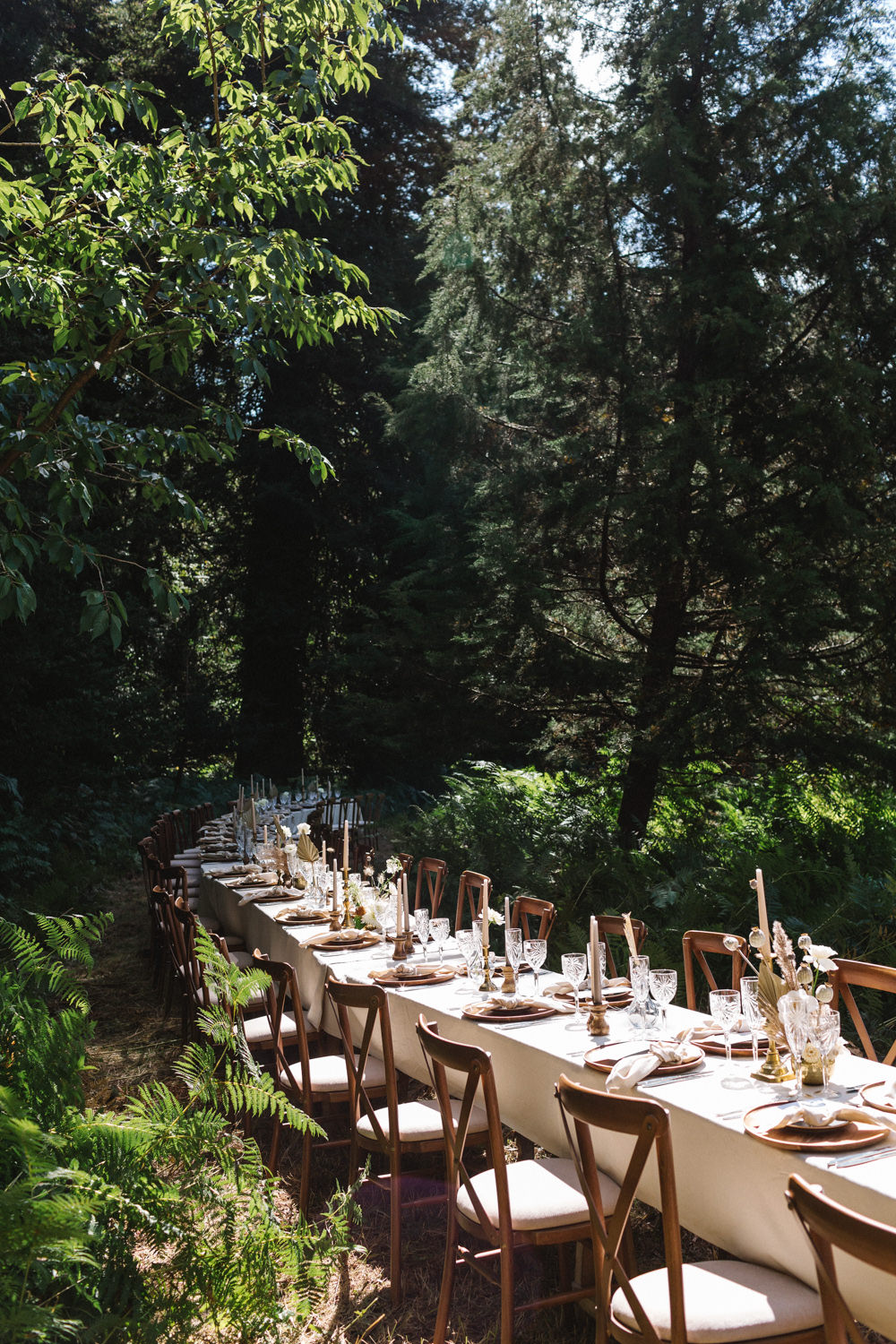 Curved Table Semi Circle Tablescape Set Up Decor Woods Woodland Boconnoc Wedding Debs Alexander Photography