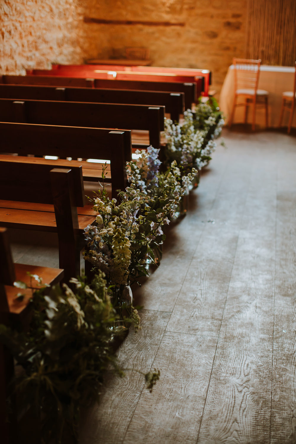 Pew End Aisle Flowers Crafty Wedding Sam Bennett Photography