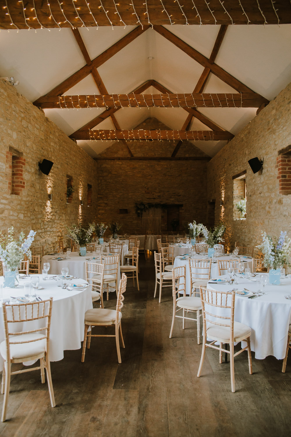 Farm Barn Reception Fairy Lights Crafty Wedding Sam Bennett Photography