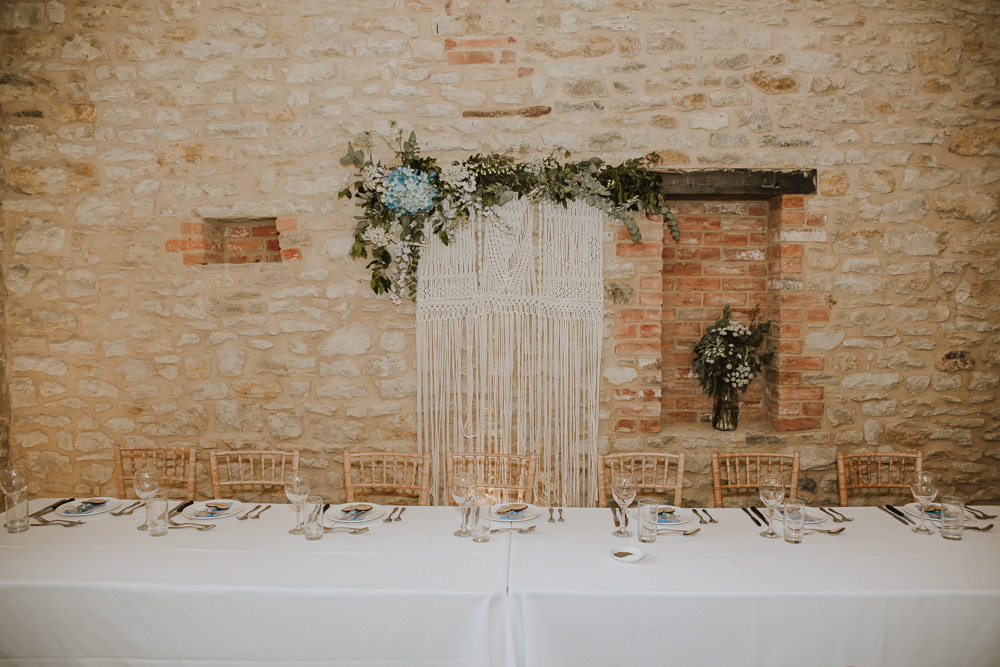 Macrame Hanging Backdrop Top Table Crafty Wedding Sam Bennett Photography