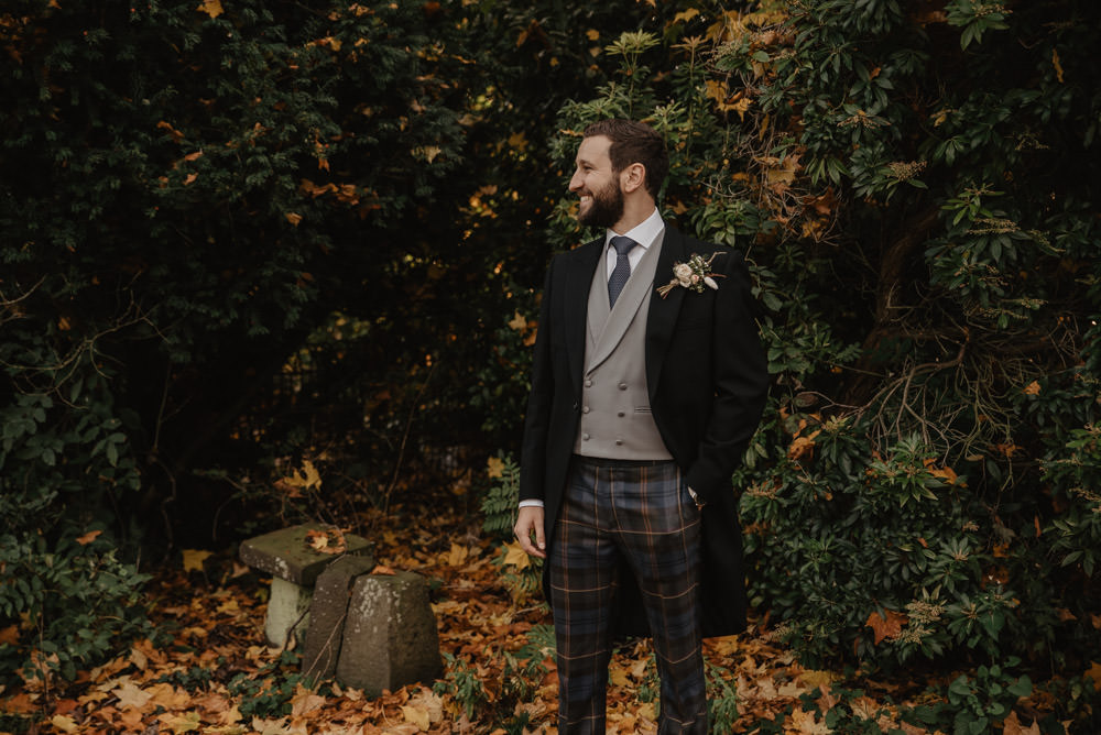 Groom Suit Groomsmen Tails Tartan Trousers Family Farm Wedding Janine Kirkwood Photography