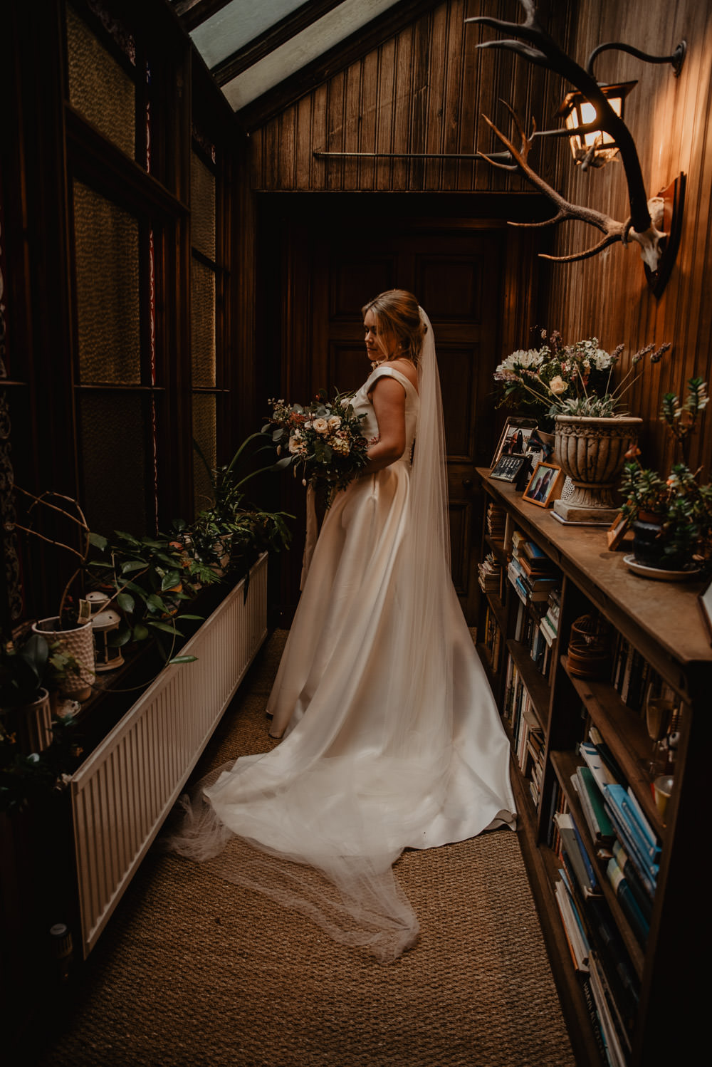 Dress Gown Bride Bridal Nicola Anne Bridal Pockets Train Veil Family Farm Wedding Janine Kirkwood Photography
