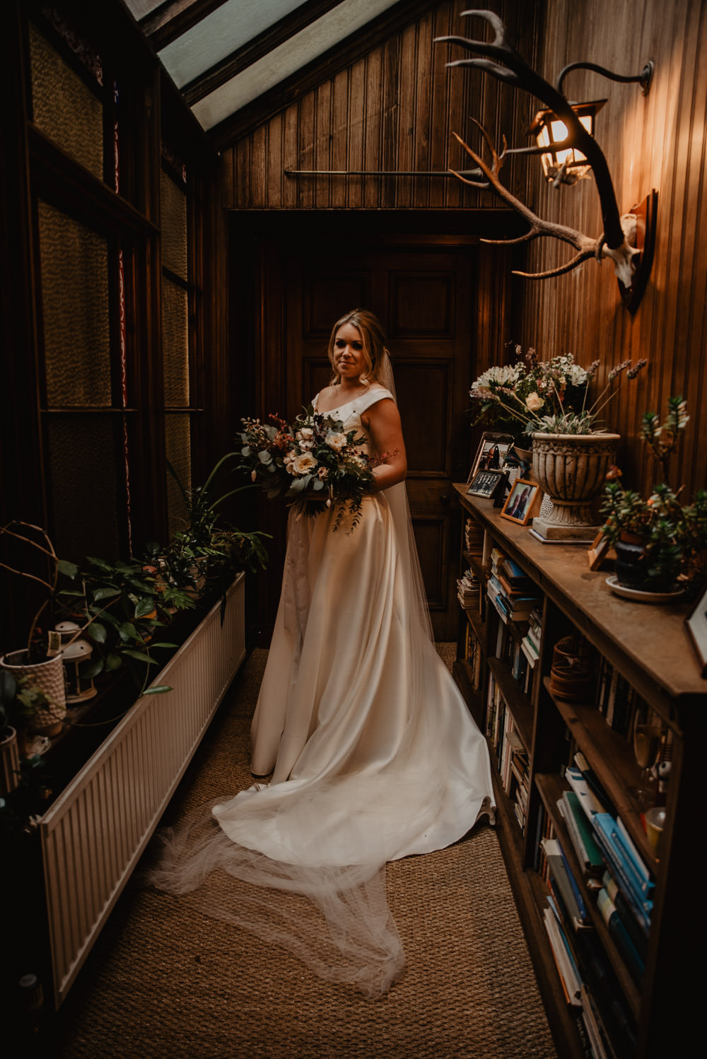 Dress Gown Bride Bridal Nicola Anne Bridal Pockets Train Veil Family Farm Wedding Janine Kirkwood Photography