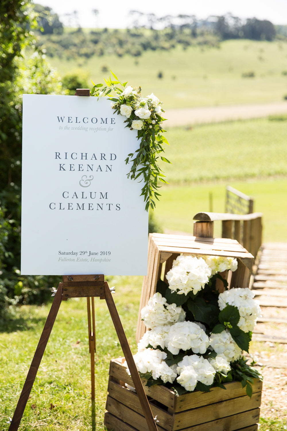 Welcome Sign Signs Signage Flowers Fullerton Estate Wedding Hannah Larkin Photography
