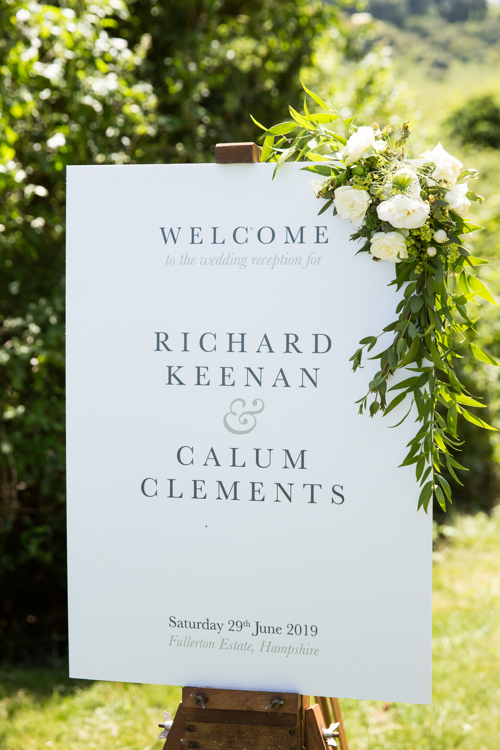 Welcome Sign Signs Signage Flowers Fullerton Estate Wedding Hannah Larkin Photography