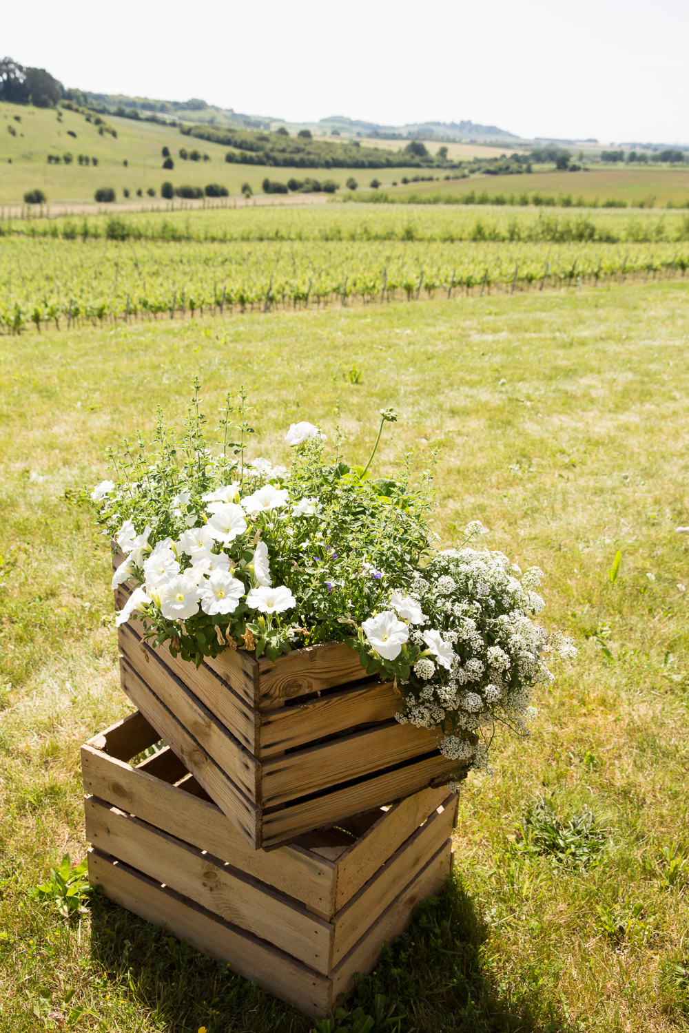 Crate Flowers Wooden Box Fullerton Estate Wedding Hannah Larkin Photography