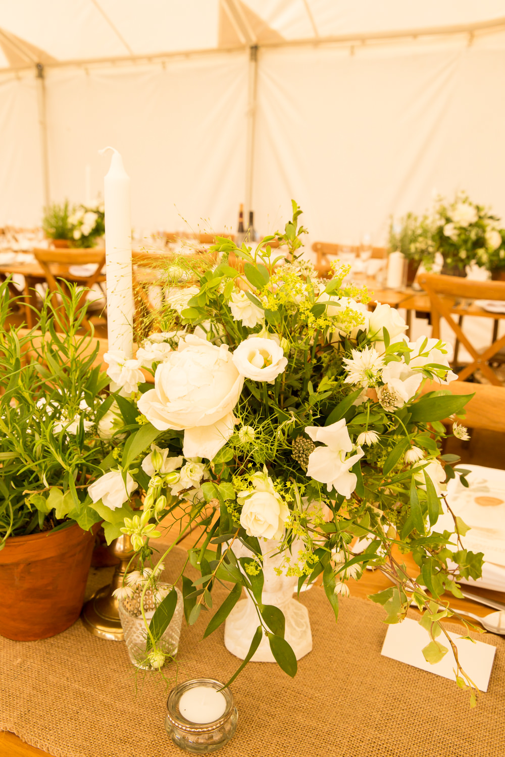 Centrepiece Flowers Decor Greenery Foliage White Fullerton Estate Wedding Hannah Larkin Photography