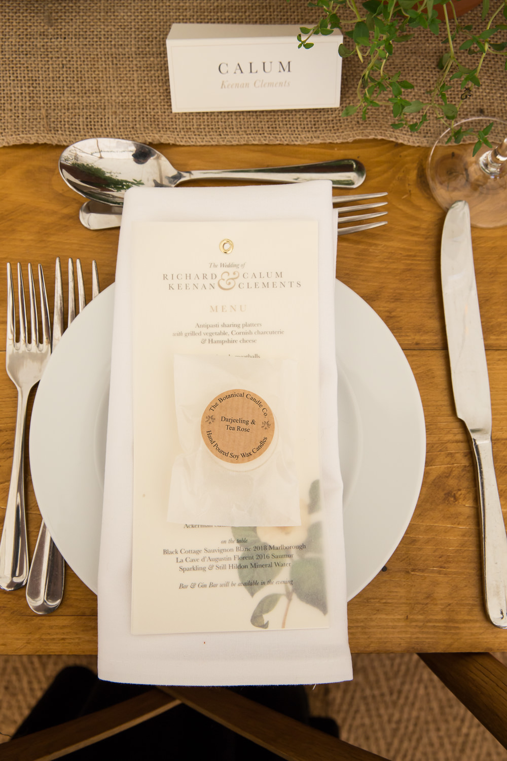 Place Setting Decor Favour Fullerton Estate Wedding Hannah Larkin Photography