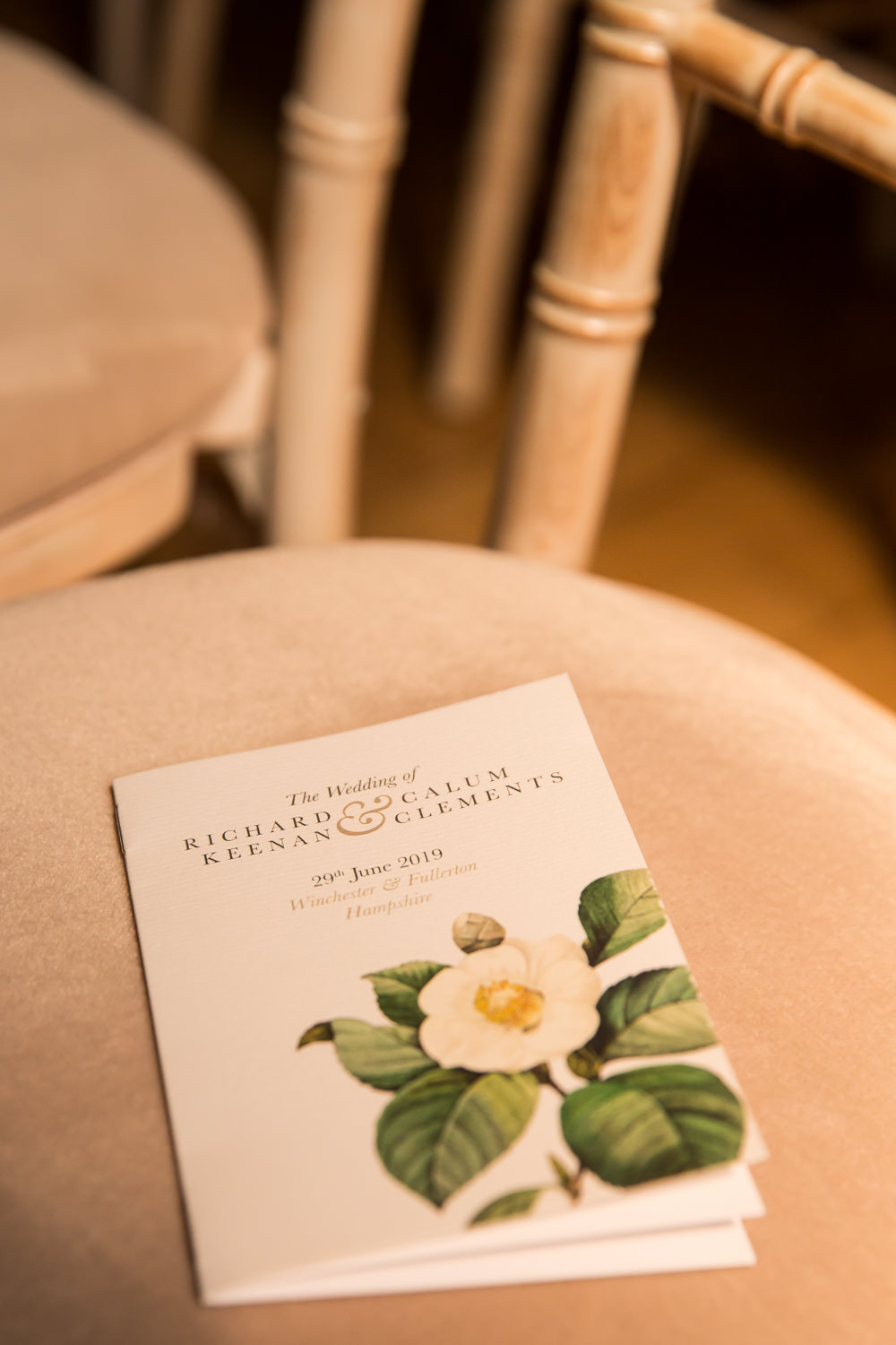 Floral Stationery Order of Service Fullerton Estate Wedding Hannah Larkin Photography