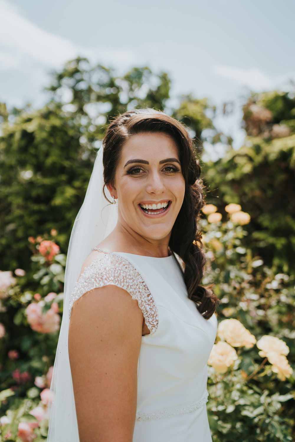 Bride Bridal Hair Style Long Waves Veil High House Weddings Grace Elizabeth Photography