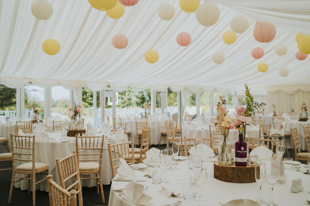 Marquee Yellow Peach Pink Lanterns High House Weddings Grace Elizabeth Photography