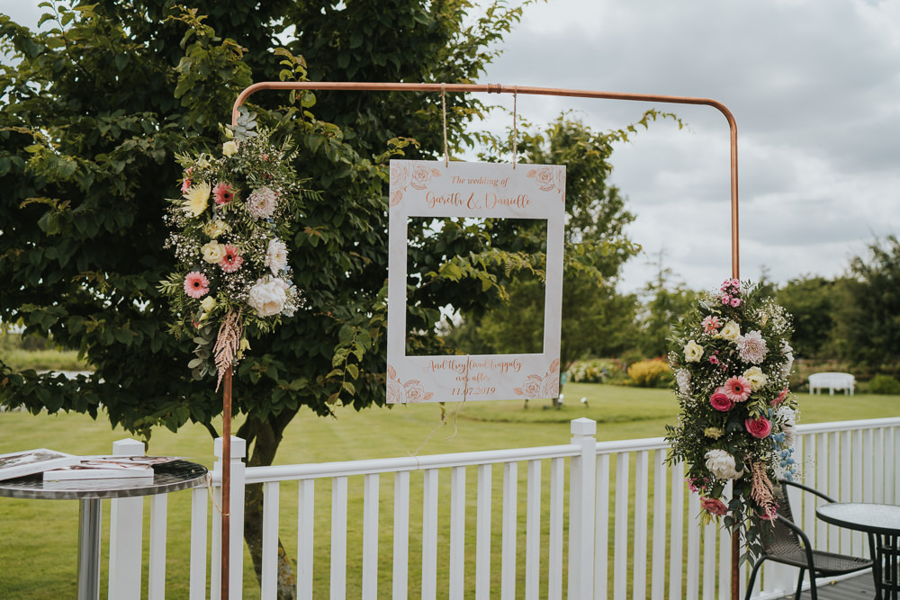 Photo Booth Frame Flowers High House Weddings Grace Elizabeth Photography