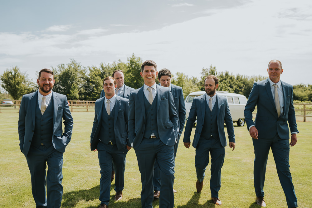 Groom Groomsmen Navy Suits Pink Ties High House Weddings Grace Elizabeth Photography