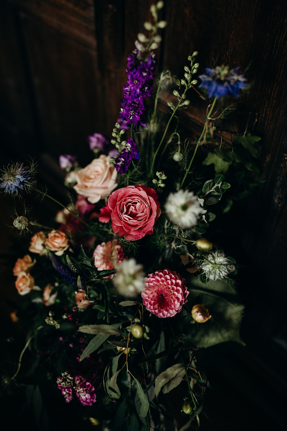 Church Flower Arrangement Flowers Dahlia Rose Hornington Manor Wedding Richard Skins Photography