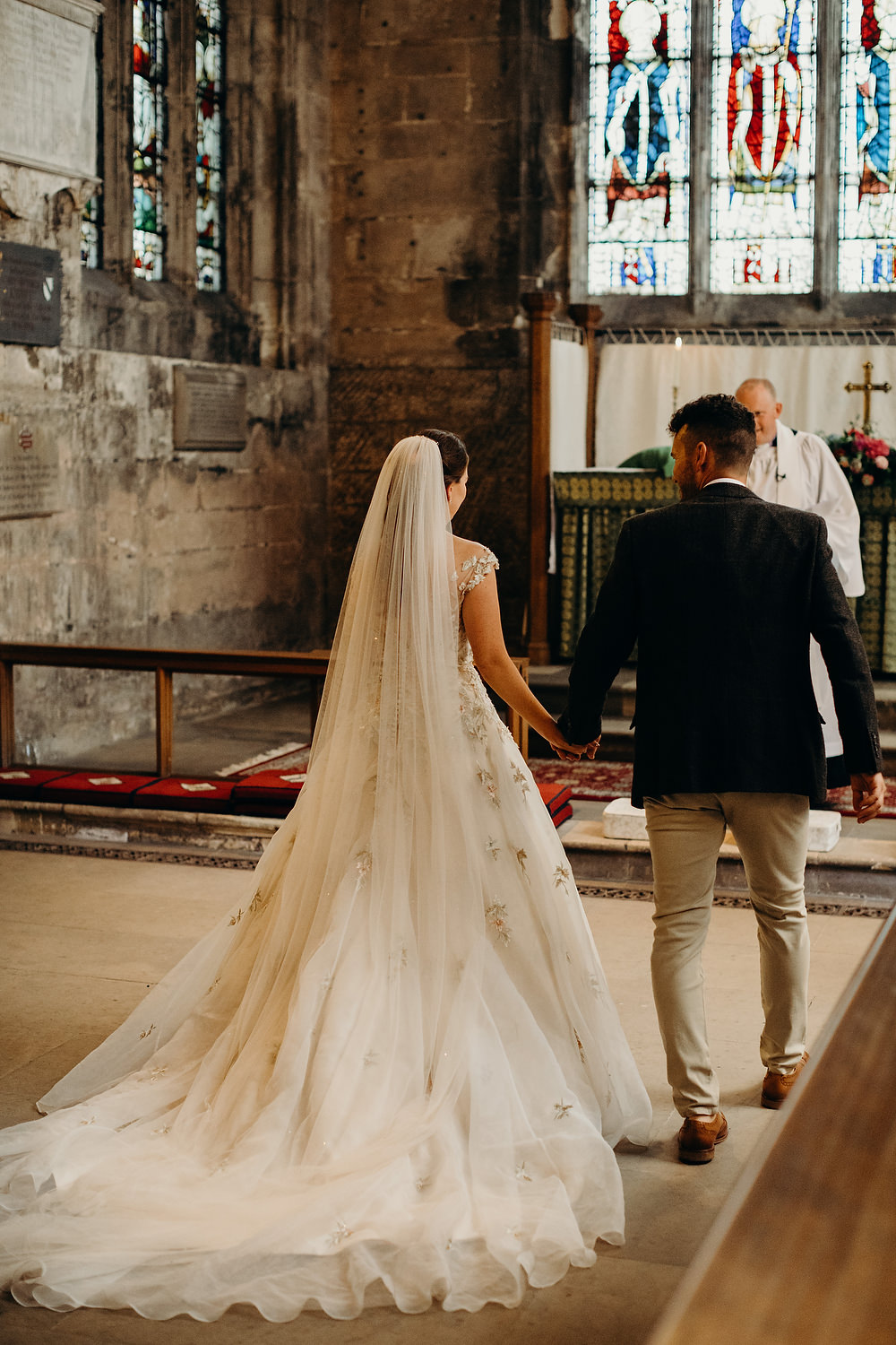Bride Bridal Dress Gown Ian Stuart Summertime Embroidery Train Veil Hornington Manor Wedding Richard Skins Photography