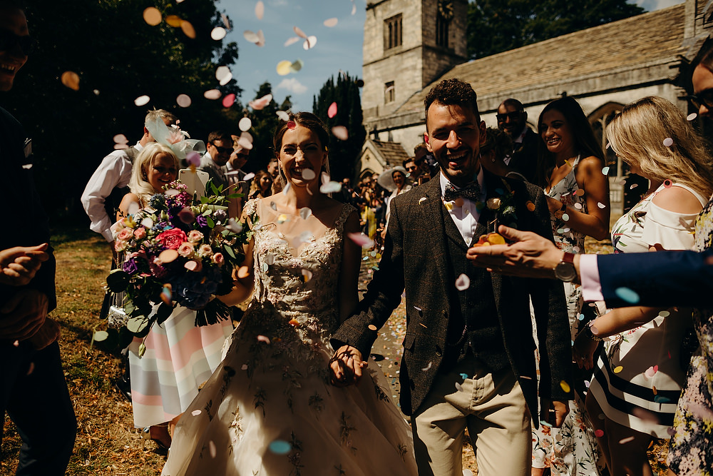Confetti Throw Hornington Manor Wedding Richard Skins Photography
