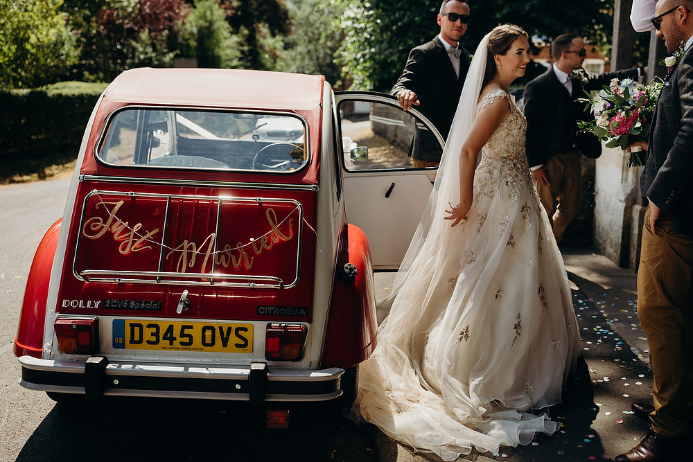 Car Transport Citroen 2CV Hornington Manor Wedding Richard Skins Photography