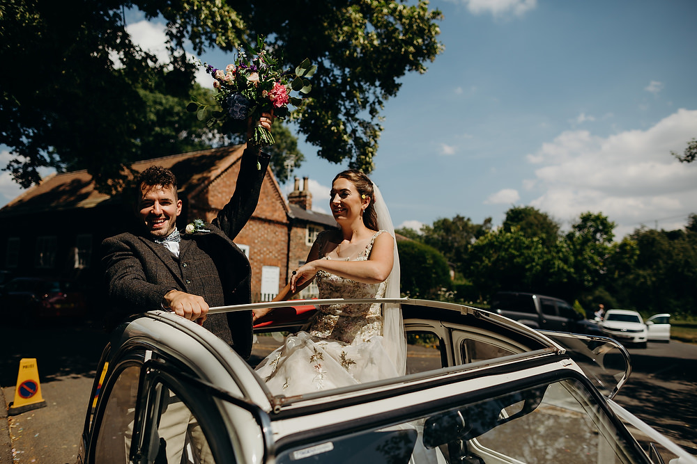 Car Transport Citroen 2CV Hornington Manor Wedding Richard Skins Photography