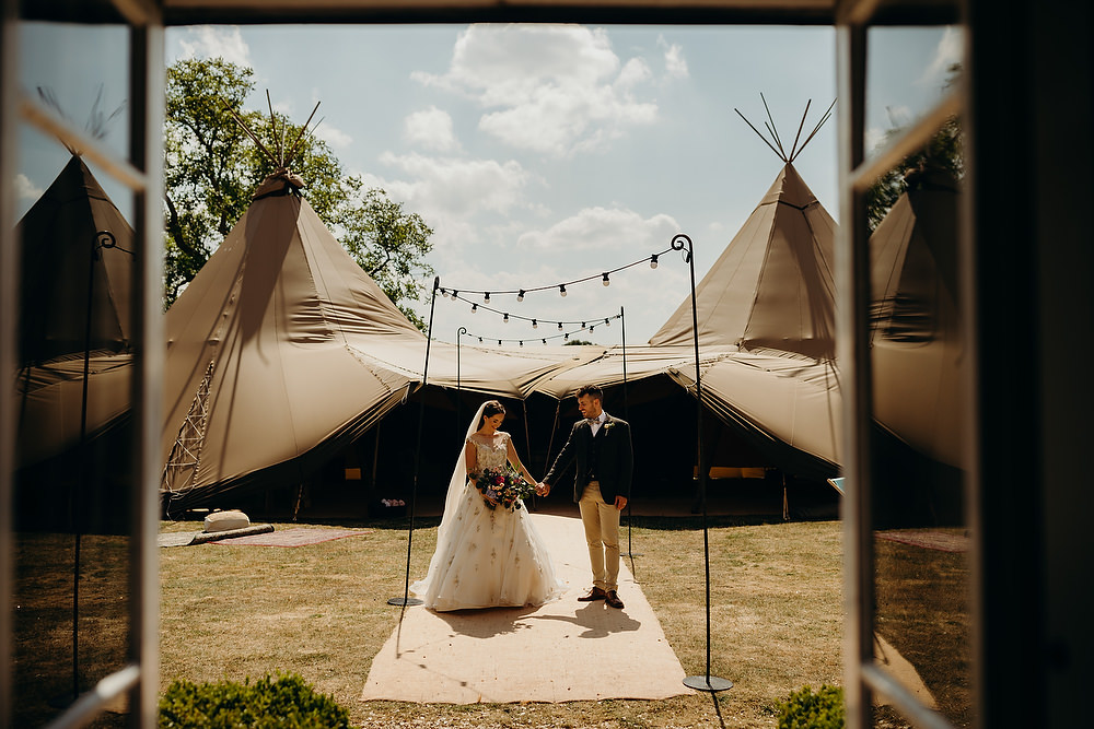 Tipi Festoon Lights Hornington Manor Wedding Richard Skins Photography