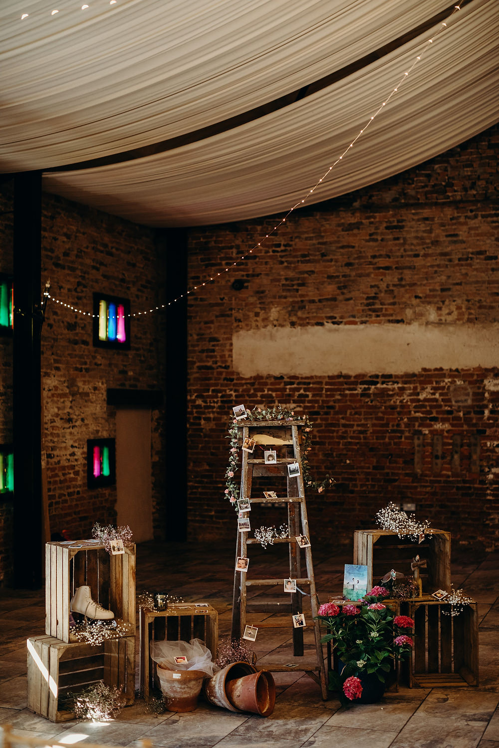 Ladder Wooden Box Crate Decor Hornington Manor Wedding Richard Skins Photography