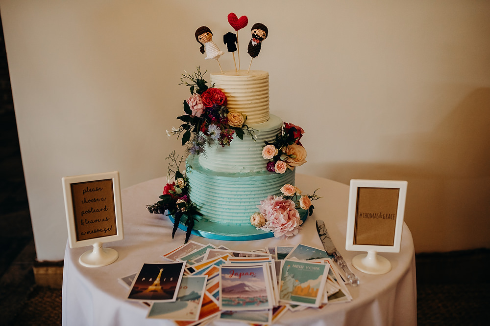 Cake Mint Green Ombre Flowers Toppers Hornington Manor Wedding Richard Skins Photography