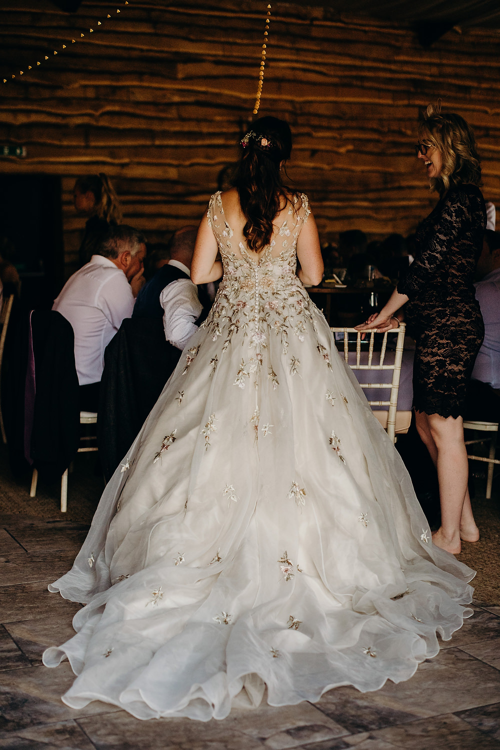 Bride Bridal Dress Gown Ian Stuart Summertime Embroidery Train Hornington Manor Wedding Richard Skins Photography