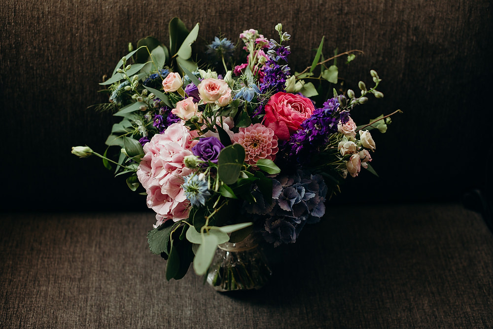 Bouquet Flowers Bride Bridal Dahlia Rose Hydrangea Hornington Manor Wedding Richard Skins Photography