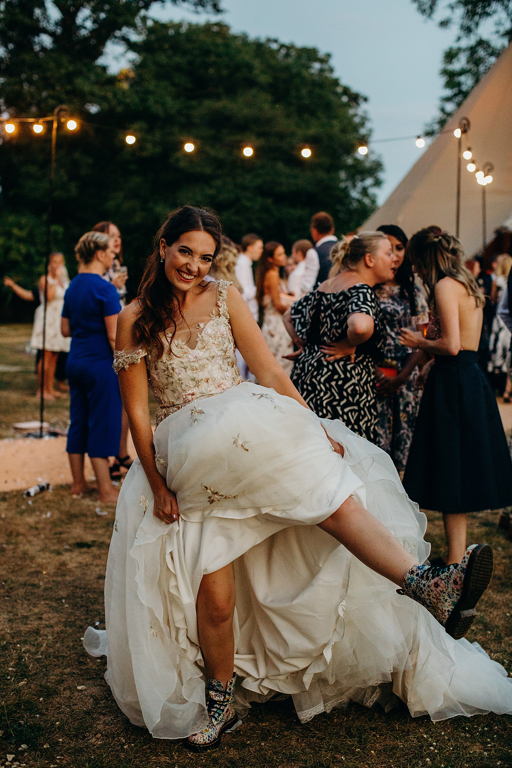 Bride Bridal Dress Gown Ian Stuart Summertime Embroidery Boots Hornington Manor Wedding Richard Skins Photography