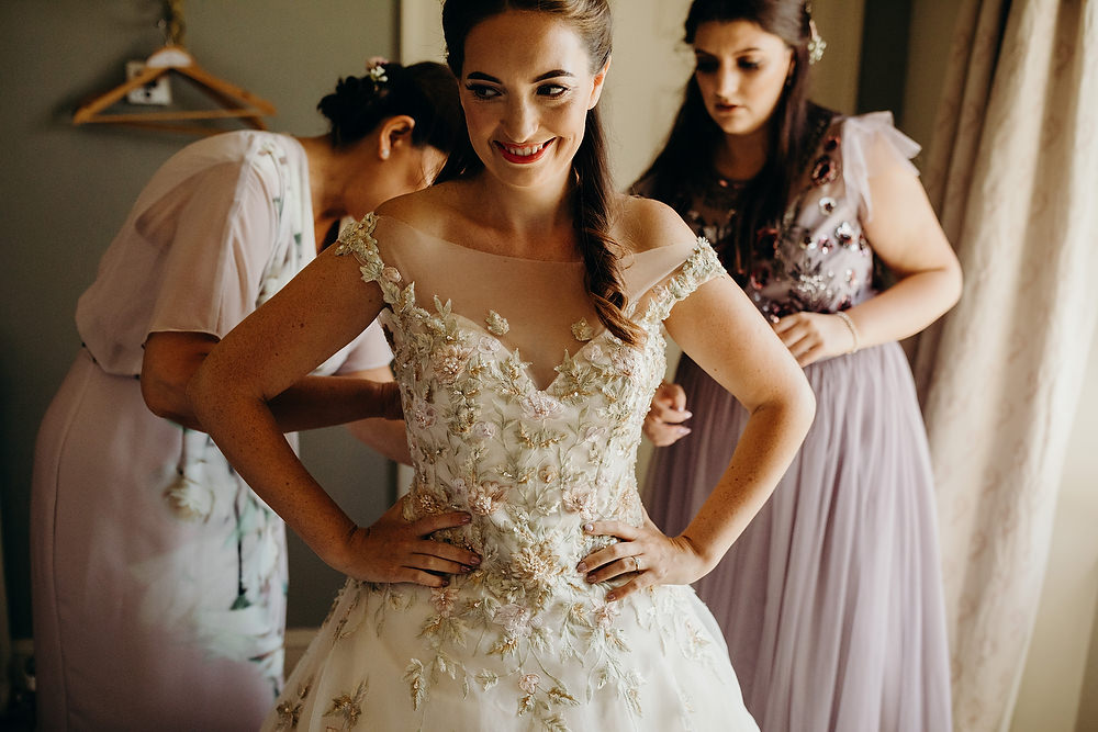 Bride Bridal Dress Gown Ian Stuart Summertime Embroidery Hornington Manor Wedding Richard Skins Photography