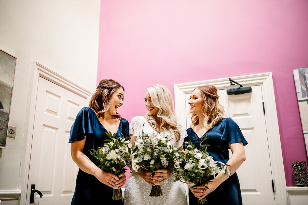 Bridesmaids Bridesmaid Dress Dresses Blue Silk Industrial Mill Wedding Hayley Baxter Photography