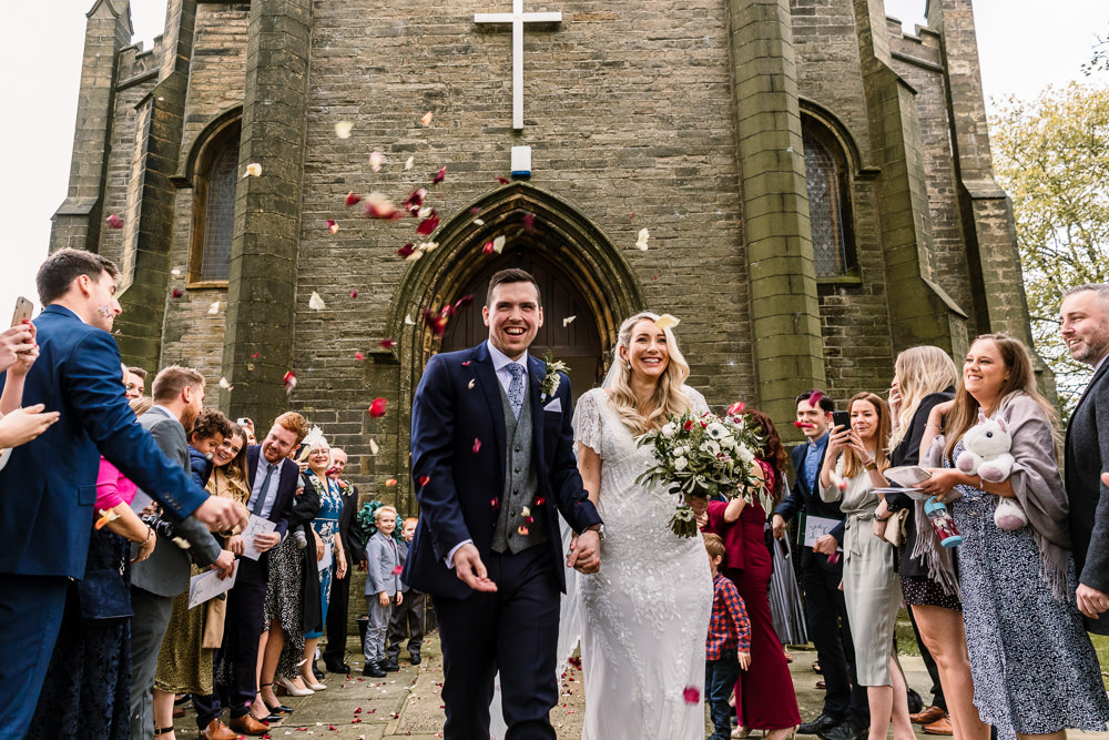 Confetti Throw Industrial Mill Wedding Hayley Baxter Photography