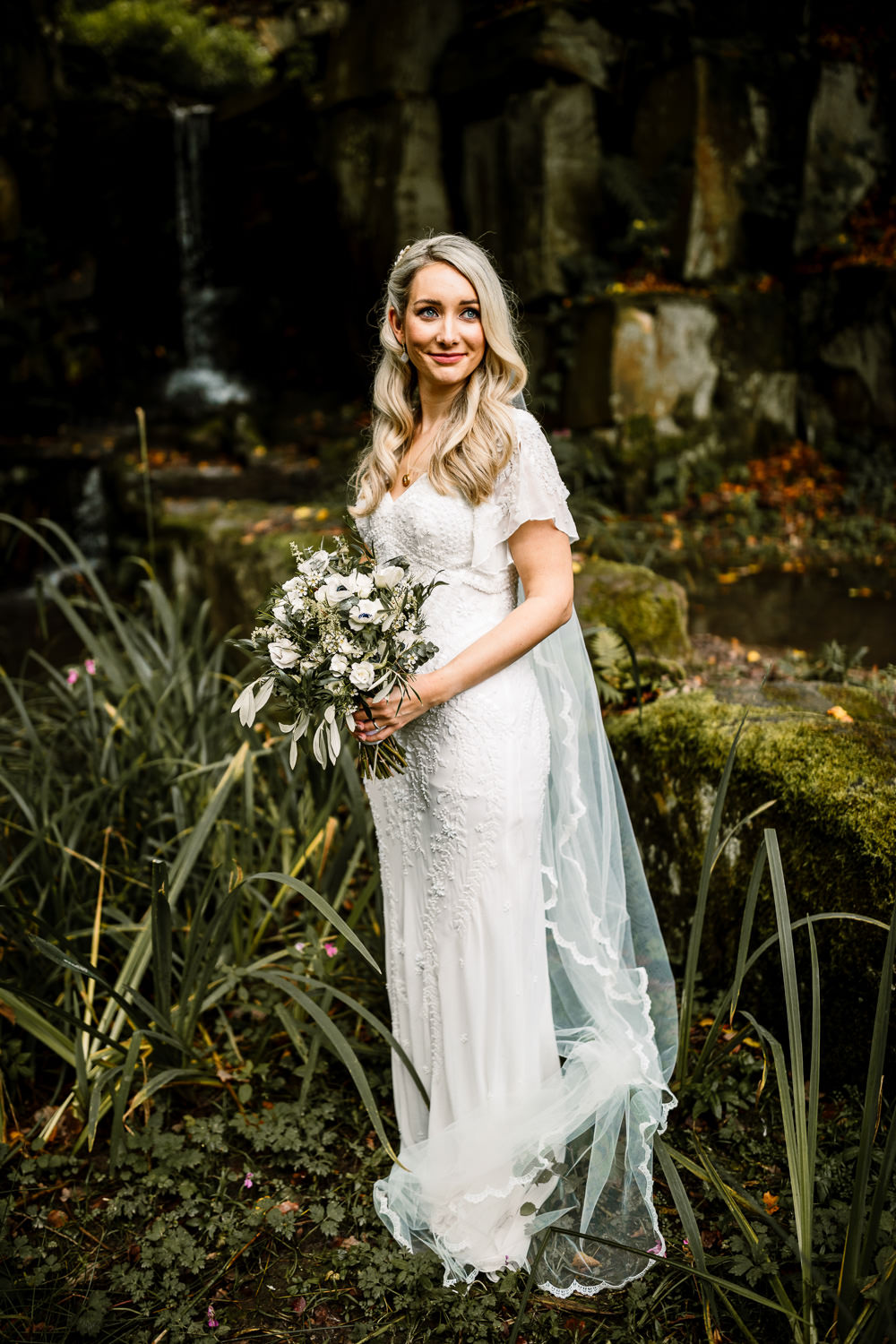 Dress Gown Bride Bridal Veil Eliza Jane Howell Beaded Sleeves Industrial Mill Wedding Hayley Baxter Photography