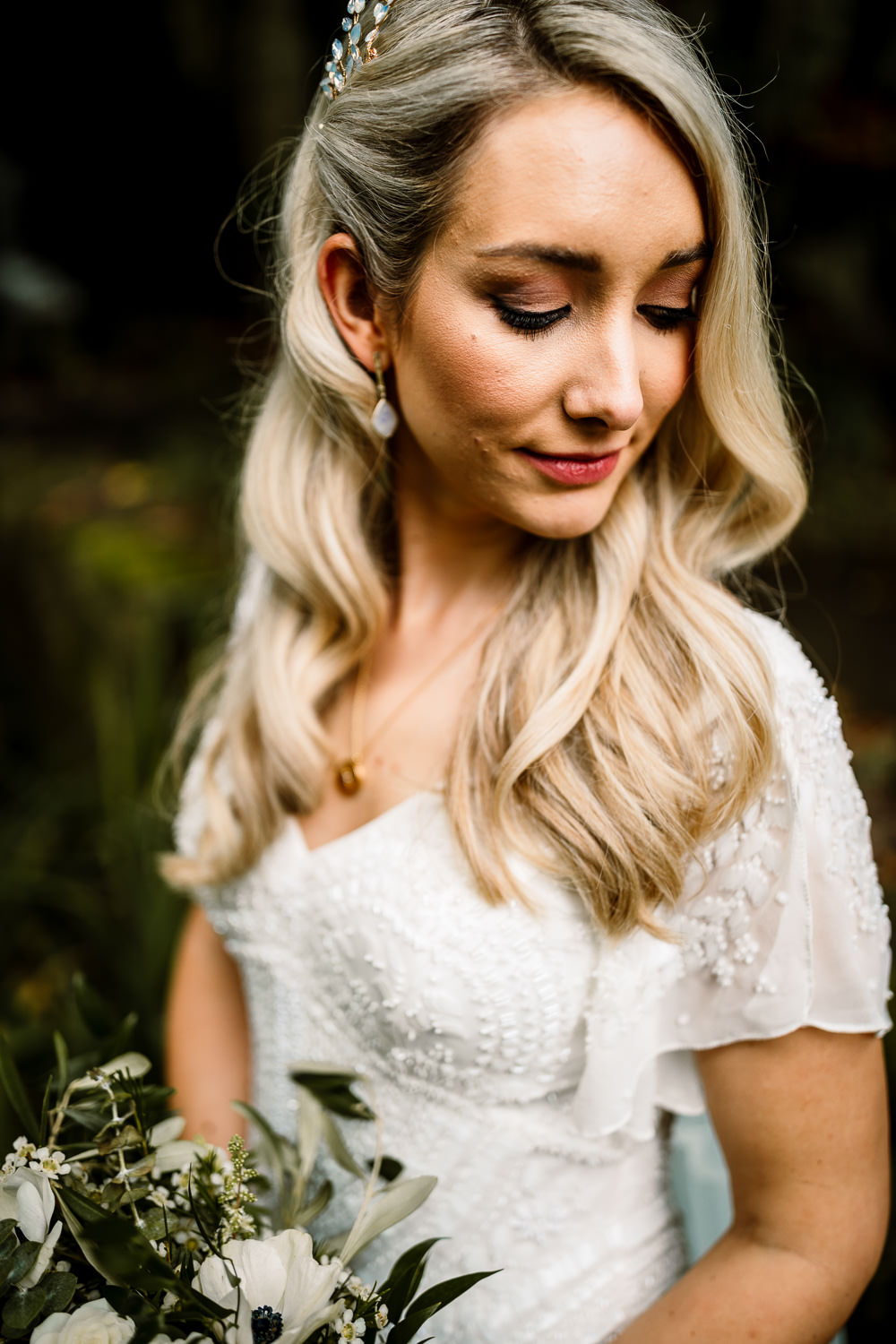 Bride Bridal Hair Waves Make Up Industrial Mill Wedding Hayley Baxter Photography