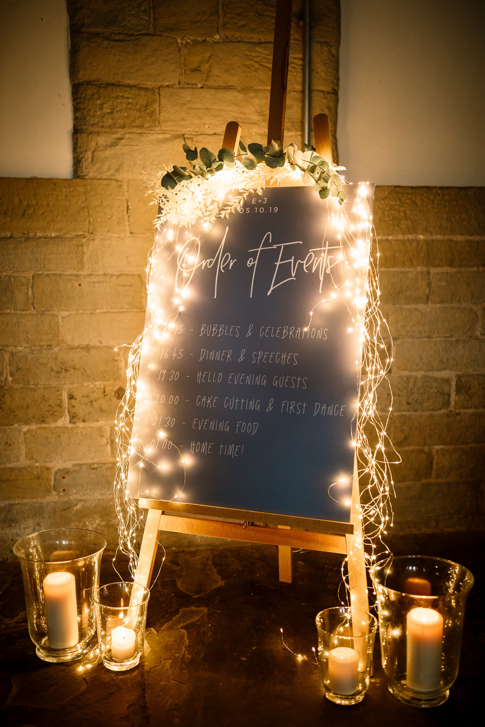 Sign Signs Signage Fairy Lights Industrial Mill Wedding Hayley Baxter Photography