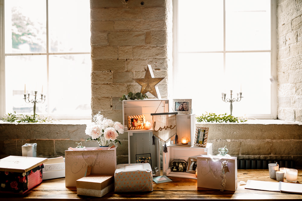 Wooden Box Decor Industrial Mill Wedding Hayley Baxter Photography
