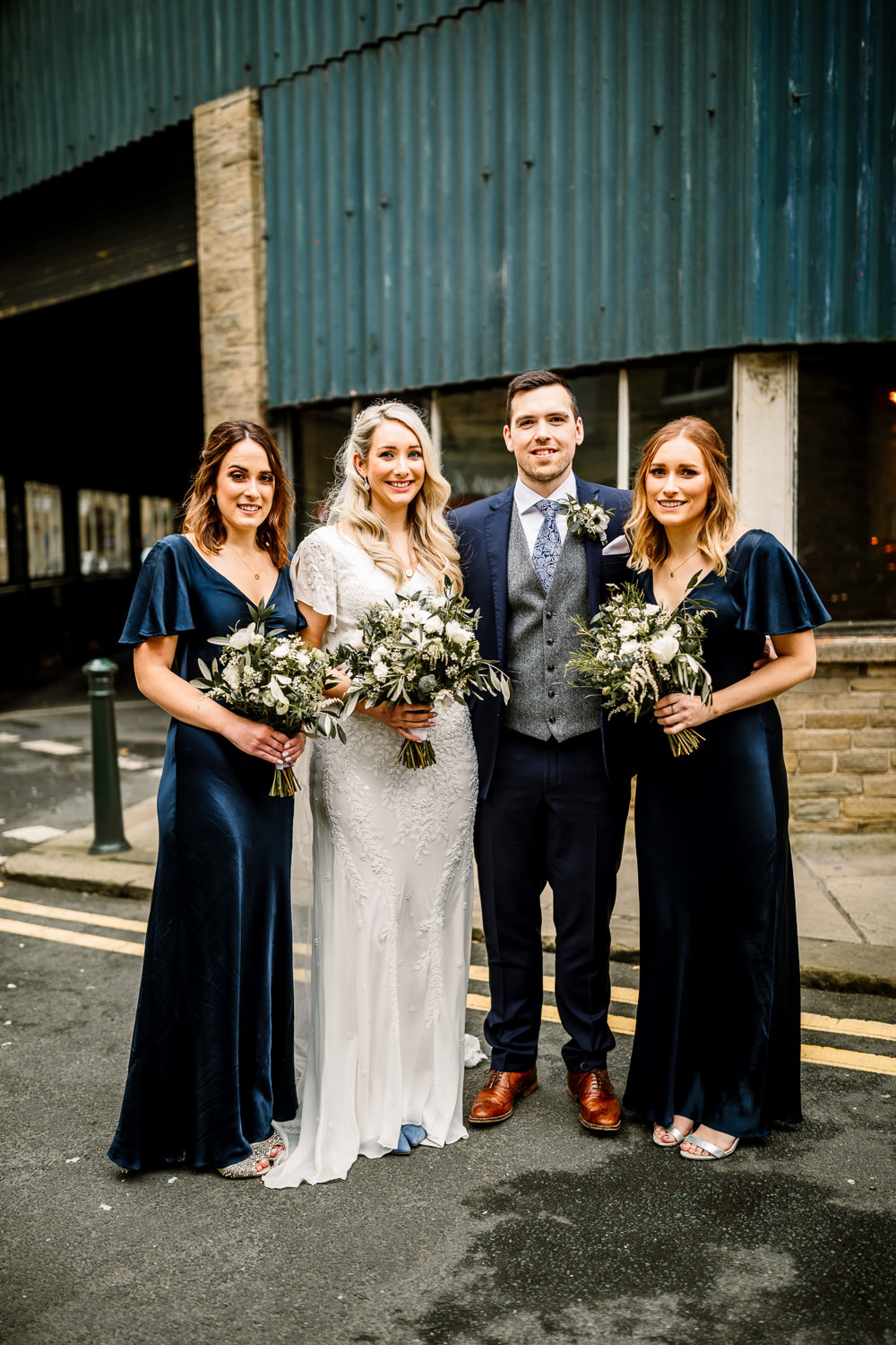 Bridesmaids Bridesmaid Dress Dresses Blue Silk Industrial Mill Wedding Hayley Baxter Photography