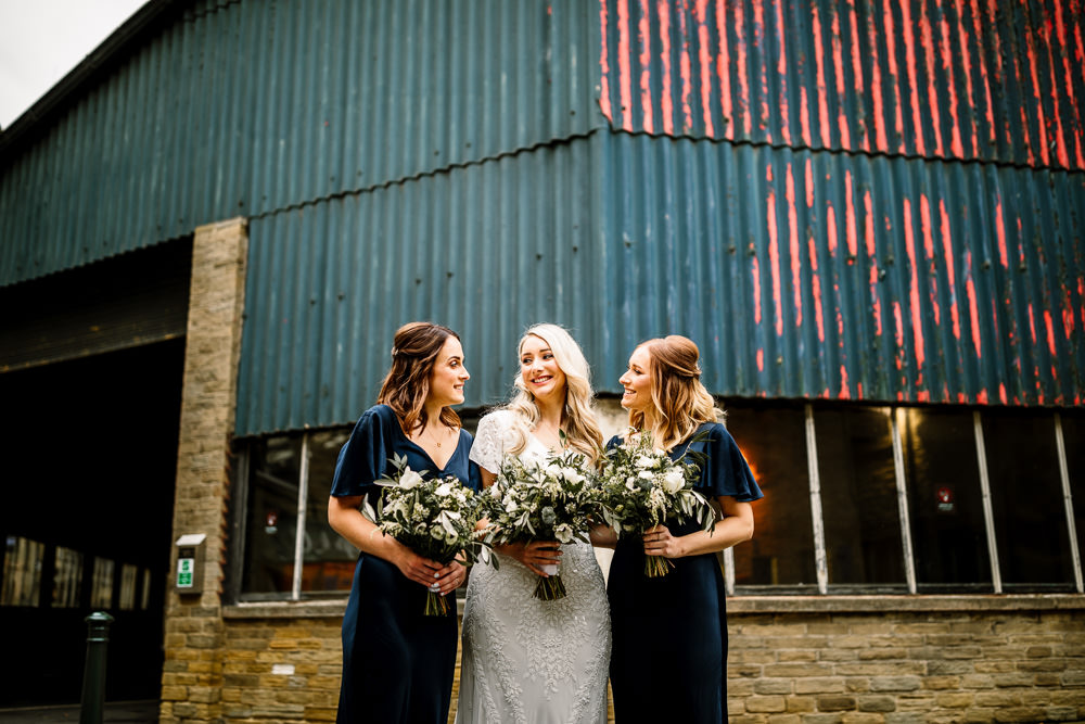 Bridesmaids Bridesmaid Dress Dresses Blue Silk Industrial Mill Wedding Hayley Baxter Photography