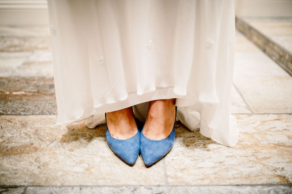 Blue Shoes Bride Bridal Industrial Mill Wedding Hayley Baxter Photography