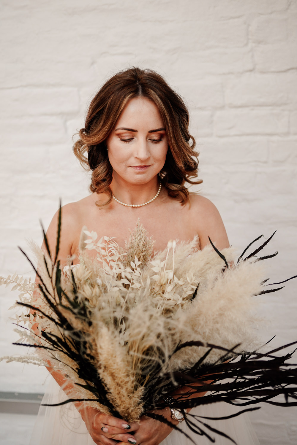 Bride Bridal Bouquet Flowers Pampas Grass Industrial Wedding Ideas Sam Sparks Photography