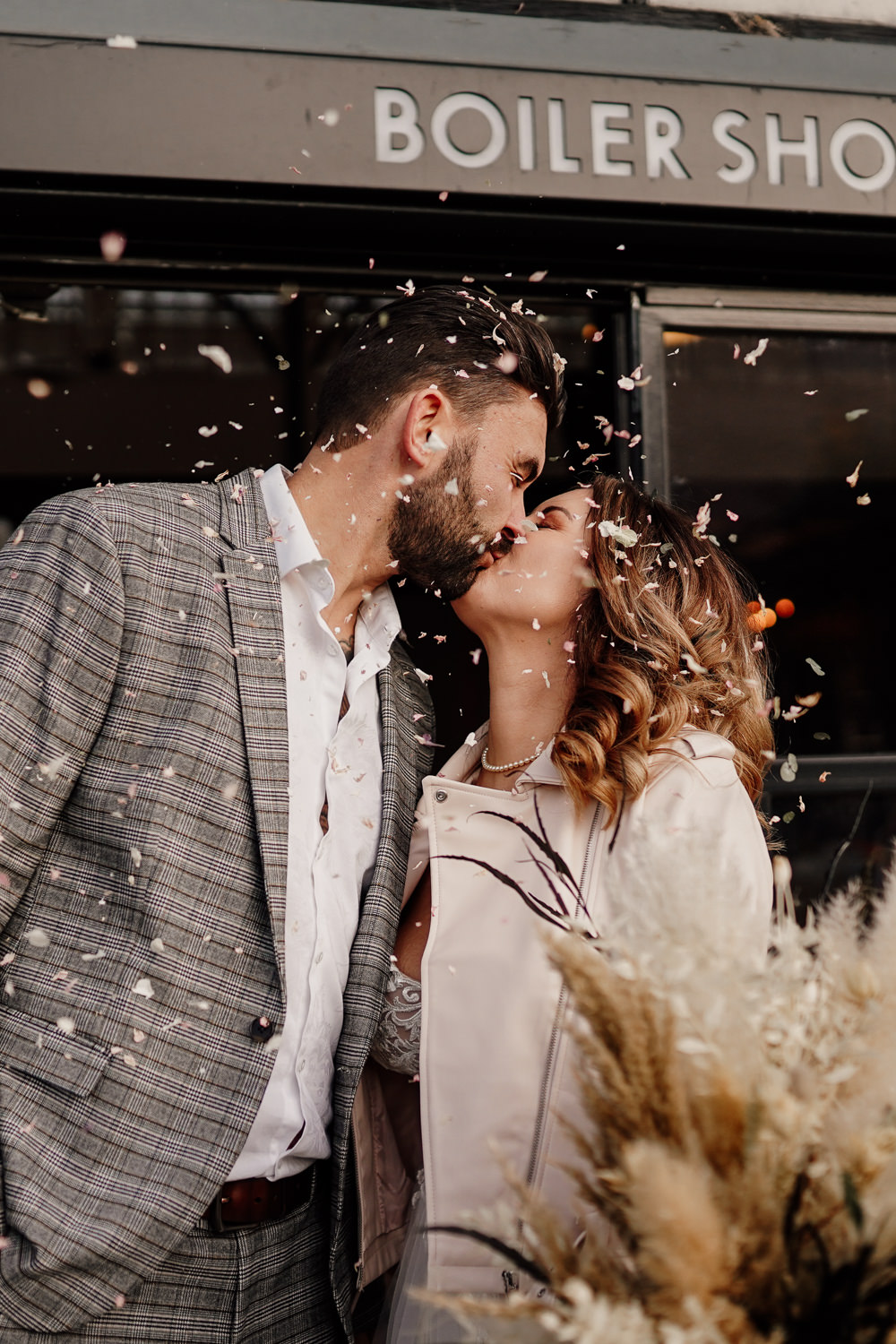 Confetti Throw Industrial Wedding Ideas Sam Sparks Photography
